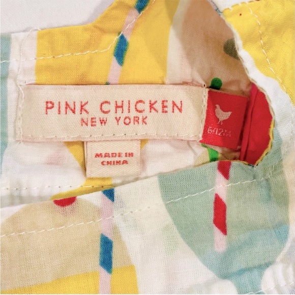 Pink Chicken Elsie Dress Girls 6-12M Multi Milkshakes Cotton Gauze Ruffle Summer - Picture 2 of 5
